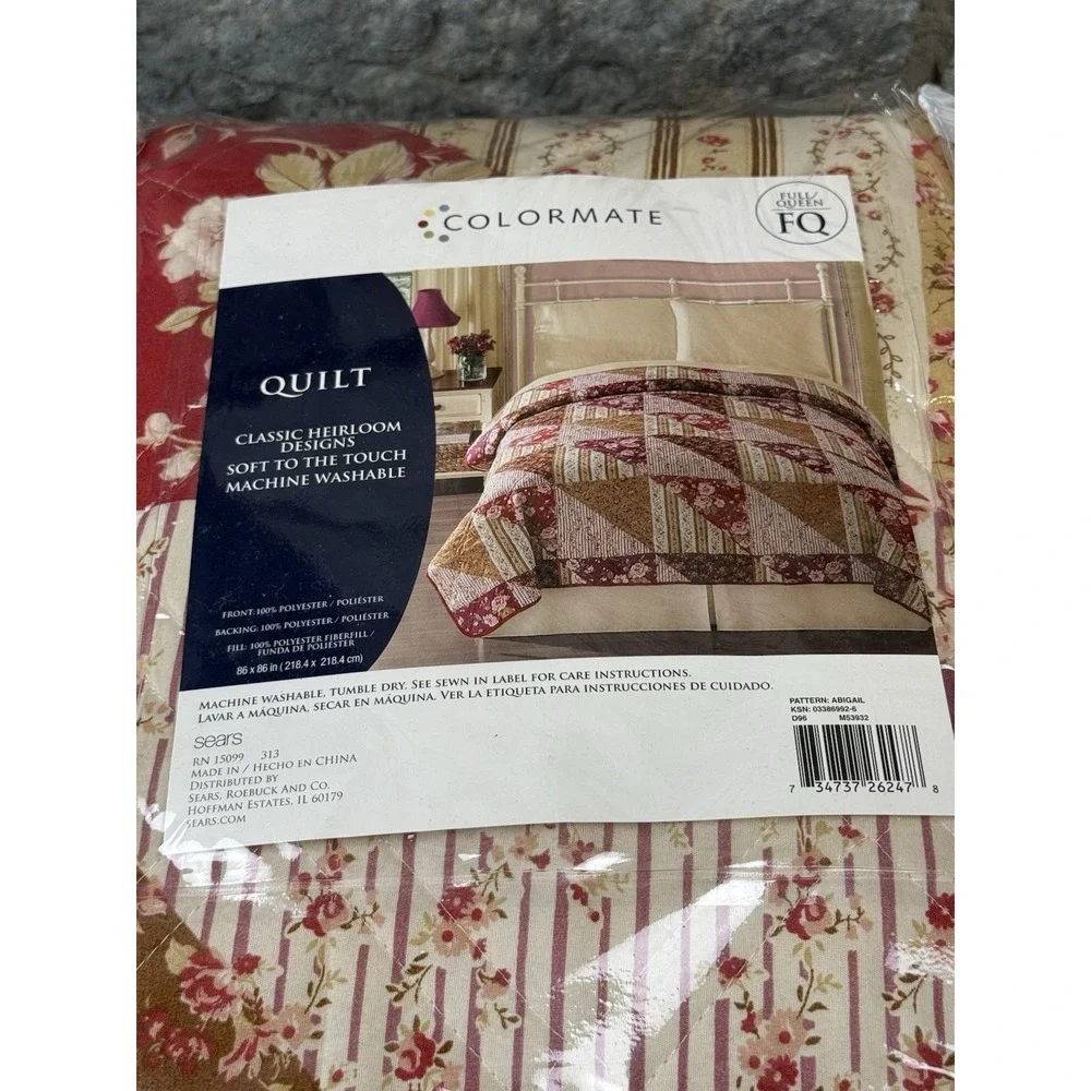 NEW Colormate Abigail Patchwork Quilt Full/Queen Sears Classic Heirloom Floral